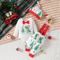 thumbnail image 2 of OJSFQUFP 3Pcs Baby Christmas Suit Long Sleeve Bow Tie Bag Romper Clothes Strap Pants Christmas Outfit My First Christmas, 2 of 8