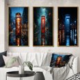 thumbnail image 1 of Designart "Urban Icon Red Telephone Booth I" Cityscapes Framed Wall Art Set Of 3 - Red Telephone Booth Frame Gallery Set For Office Decor, 1 of 6