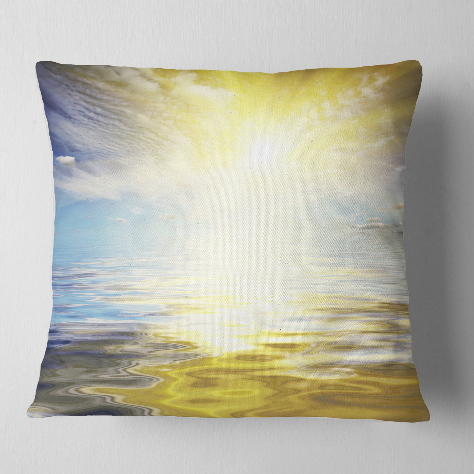 Designart 16" x 16" Yellow Polyester Throw Pillow