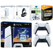 Sony PlayStation 5 Slim Digital Astro Bot Bundle with Disc Drive, Extra Controller, MightySkins Voucher and 1 Year Extended Warranty - Glacier White