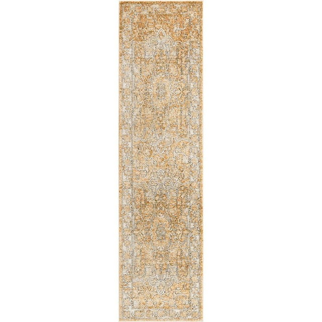 Unique Loom Isabella High-Low Pile Border Rug 2' 7 x 10' Runner Beige/Orange
