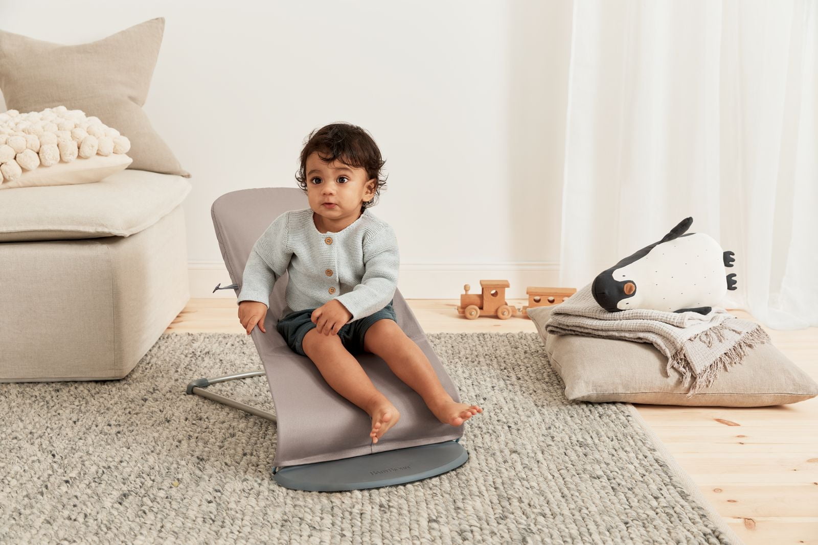 BabyBjorn Bouncer Bliss Baby Bouncer, Classic Quilt, Sand Grey