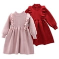 thumbnail image 1 of Robe Tricotée pour Filles 1-6T Bébé Automne Hiver Robe Chandail Douce Jupe Tutu Décontractée Robe Chandail Manches Longues Tricotée Unie, 1 of 8