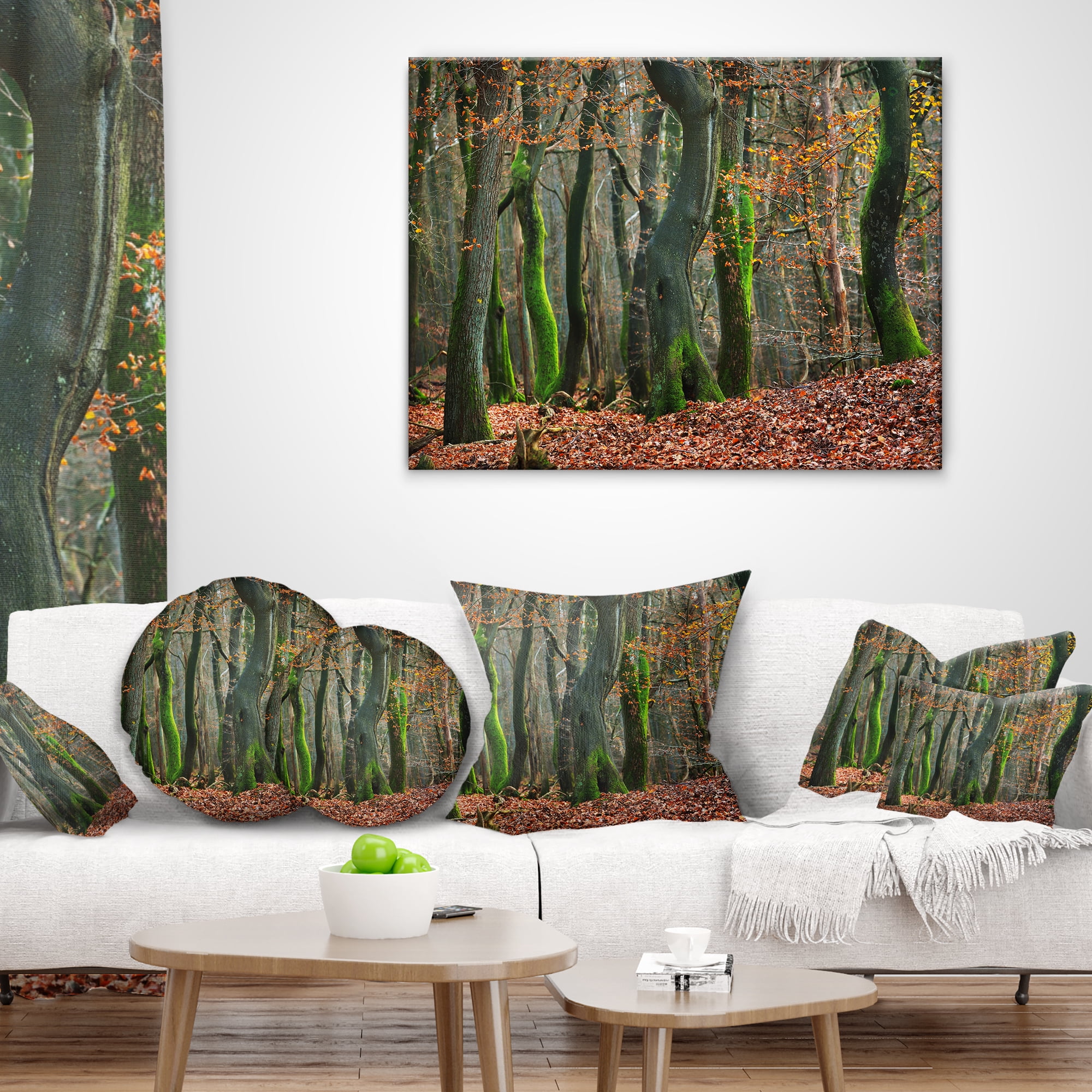 Designart Autumn Forest in the Netherlands - Landscape Photography Throw Pillow - 18x18