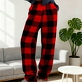 thumbnail image 5 of ZyeKqe Pajama Pants for Women Plus Size Plaid Fuzzy Fleece Sleepwear Pants Flannel Warm Pjs Bottoms Loungewear, 5 of 8