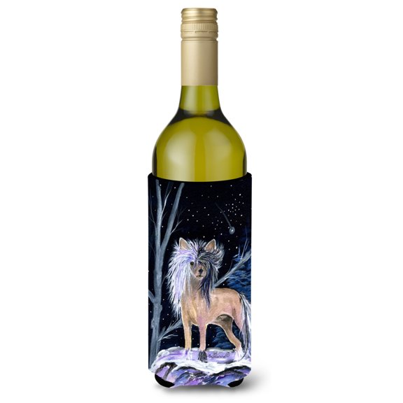 Carolines Treasures SS8390LITERK Starry Night Chinese Crested Wine Bottle Hugger Wine Bottle multicolor