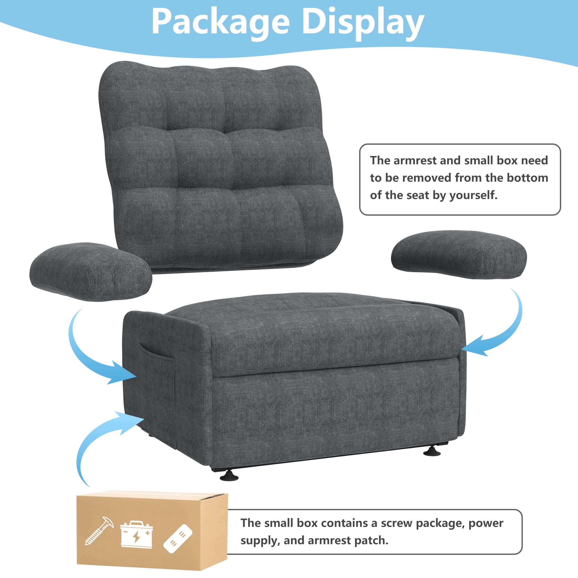 Power Lift Recliner for Elderly and Adults, HSUNNS Heavy Duty Electric Lift Chair with Side Pockets, Recliner Chair with Anti-slip Function, recliner on sale or clearance, Grey