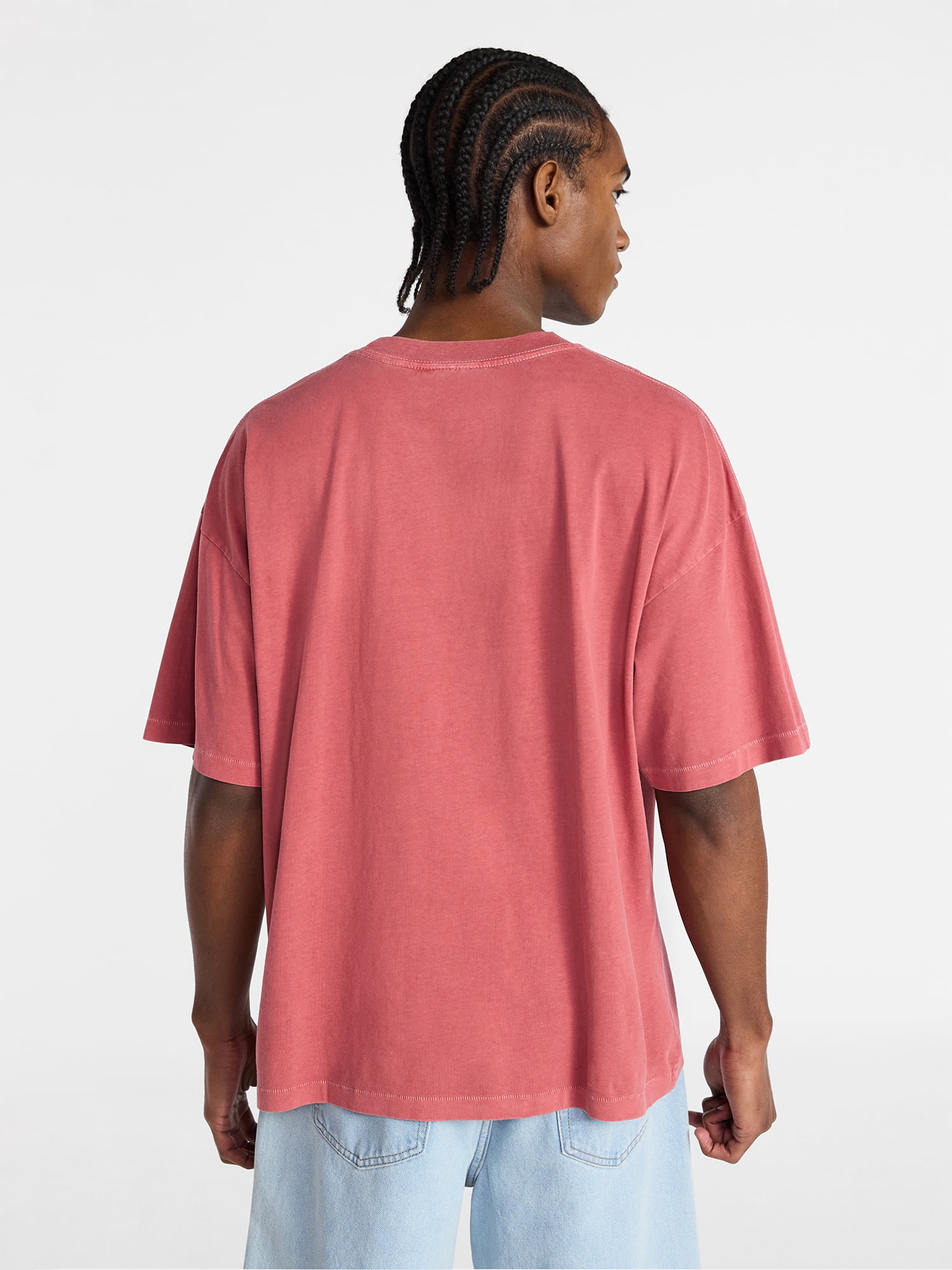 No Boundaries Men's Oversized Boxy Tee with Short Sleeves, XS-4XLT