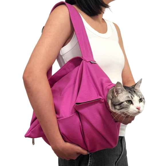 Bolsa transportadora suave y acogedora para gatos pequeños Amkune, rosa