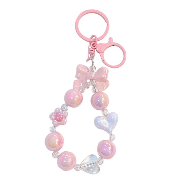 Llavero de cuentas, creativo, colgante, decoración, bolso, accesorios, portátil, llavero de cuentas rosa