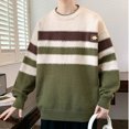 thumbnail image 4 of FRSASU Men's Warm Pullovers Knitted Sweater Round Neck Vintage Loose Color Block Casual Winter Sweaters Green, 4 of 4