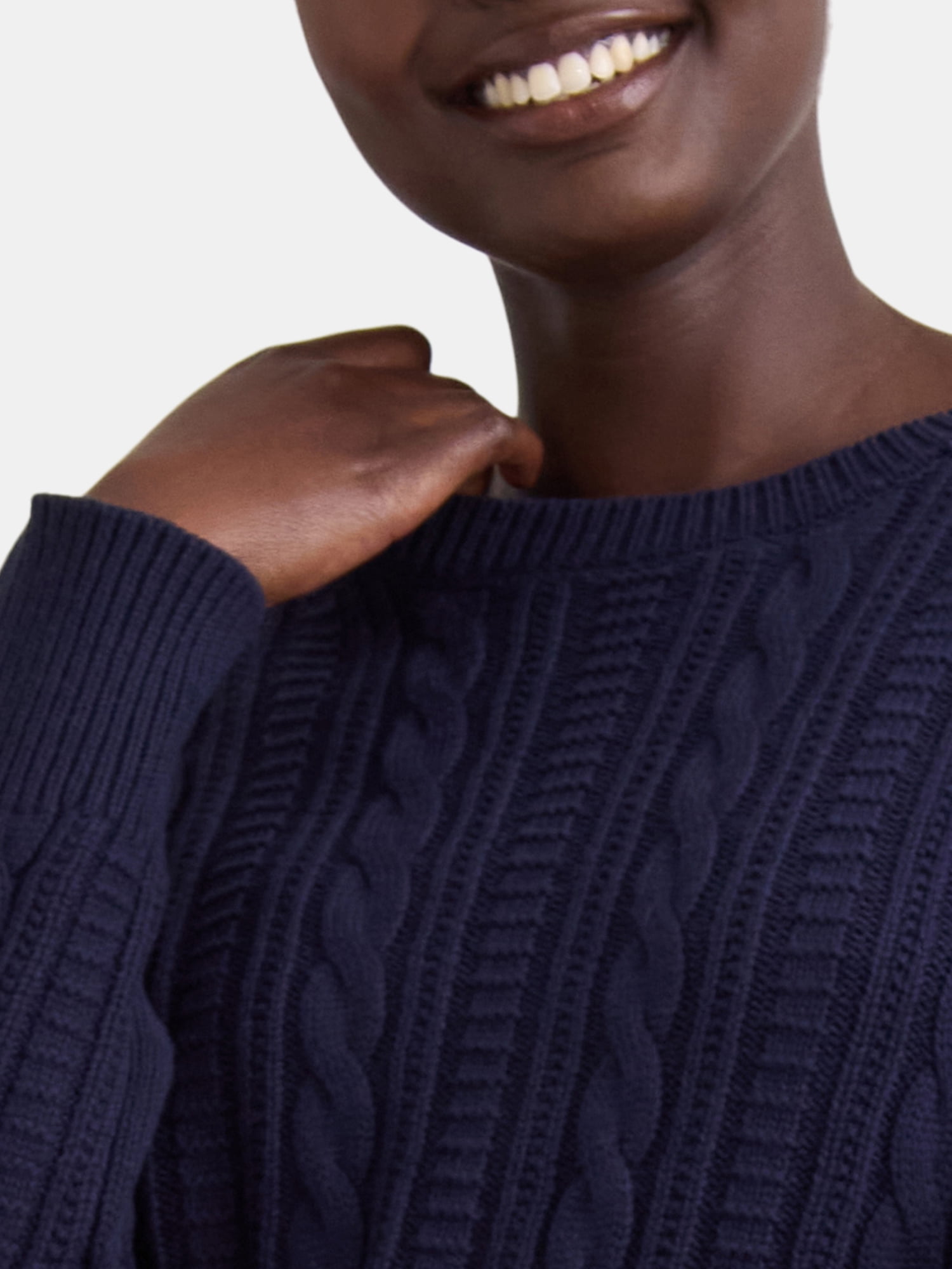 Time and Tru Women's Cable Knit Pullover Sweater, Midweight, Sizes XS-XXXL