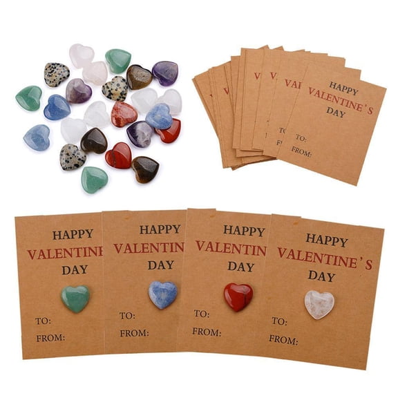 Valentines Day Gems Gifts For Kids 24 Pack Valentines Cards Crystal Natural