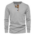 thumbnail image 6 of Oazcsf Mens Corduroy Shirt Long Sleeve Thermal Pullover Sweater Henley Button Lightweight Undershirt Winter Casual Big and Tall Men's Top, 6 of 7