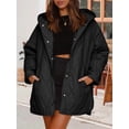 thumbnail image 4 of Long Jackets for Female Fashion Winter Coat for Women Business Casual Diamond Quilted Hooded Black M, 4 of 7