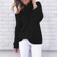 thumbnail image 2 of Herrnalise Women's Oversized Long Turtleneck Tunic Batwing Sleeve Pullover Long Knit Sweater Black,S, 2 of 6