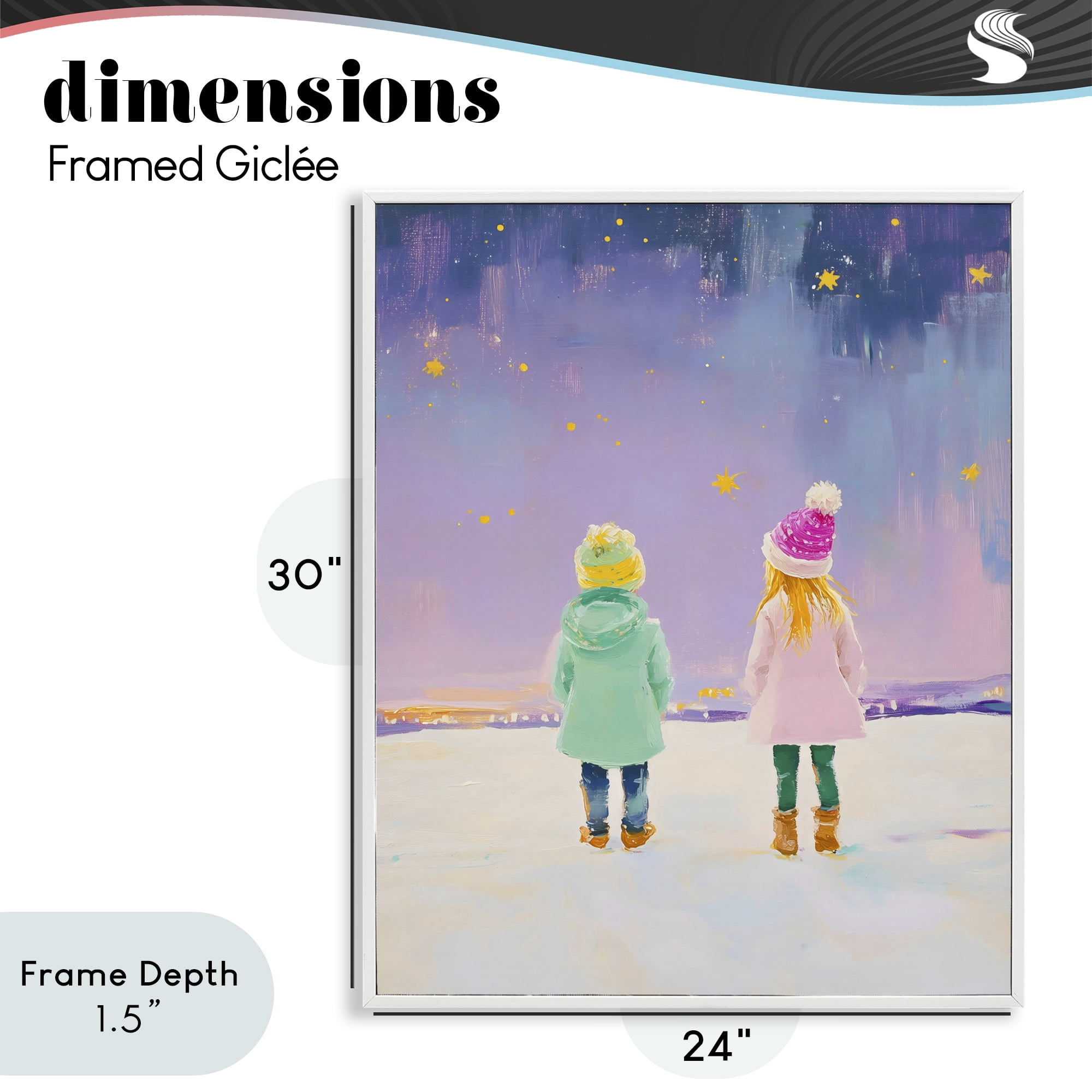 Stupell Industries Children Watching Starry Winter Sky White Framed Giclee Art, design by The Prints Vibe