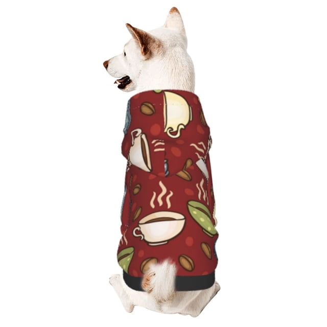 Fotbe Coffee Cups Sudadera con Estampado para Perros Pequeños – Suéter con Capucha para Mascotas, Tela Suave de Forro Polar con Bolsillo-Medium