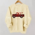 thumbnail image 2 of Valentine's Day Sweatshirt for Women Oversized Love Truck Buffalo Plaid Hearts Graphic Soft Fleece Pullover Beige,Size S, 2 of 6