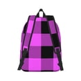 thumbnail image 2 of Bixox Purple Black Buffalo Plaid Printing Canvas Backpack Lightweight Casual Travel Backpack School Backpack Fits 15.6 Inch Notebook, 2 of 5