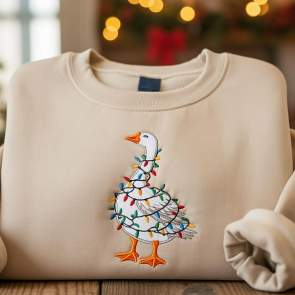 Christmas Goose Embroidered Sweatshirt, Cute Silly Goose Xmas Sweater, Festival Joly Goose Merry Christmas shirt, Women Christmas Hoodie