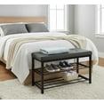 thumbnail image 3 of Nola Home 2-Tier Shor Rack Bench with Padded Seta, Entryway Shoe Organizer for 6 Pairs, Metal Frame, Compact Storage for Hallway, Closet, Mudroom, Grey, 3 of 6