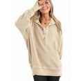 thumbnail image 3 of Sudadera con Capucha de Larga Extragrande para Mujer, Cuello en V, Botones y Abertura Lateral, Estilo Informal. Albaricoque XXL, 3 of 8