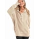 thumbnail image 3 of Sudadera con Capucha de Larga Extragrande para Mujer, Cuello en V, Botones y Abertura Lateral, Estilo Informal. Albaricoque XL, 3 of 8
