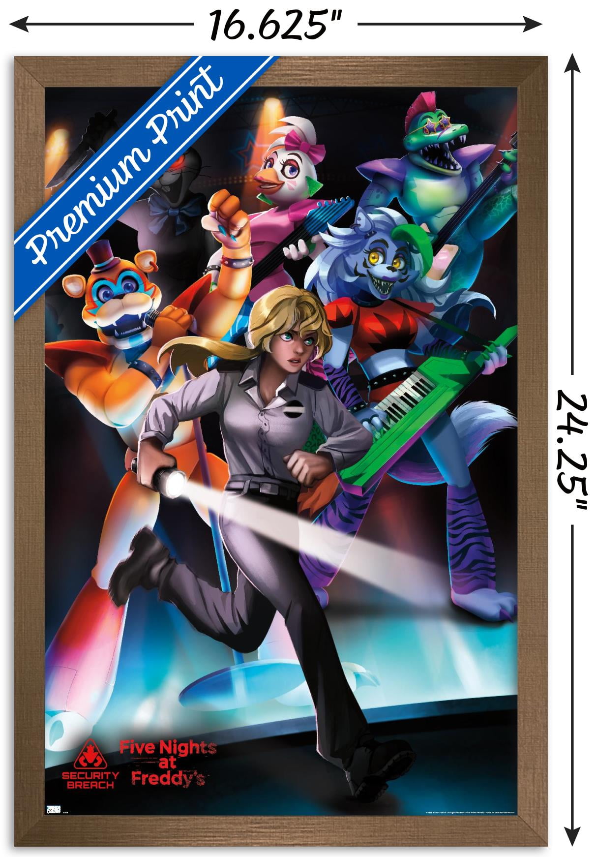 Five Nights at Freddy's: Security Breach - Group Wall Poster, 14.725" x 22.375", Framed