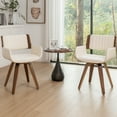 thumbnail image 2 of FOWEOAIU Modern Dining Chairs,Leather Upholstered Walnut Wood With rotation Kitchen Dining Chairs , Beige (Set of 2), 2 of 11
