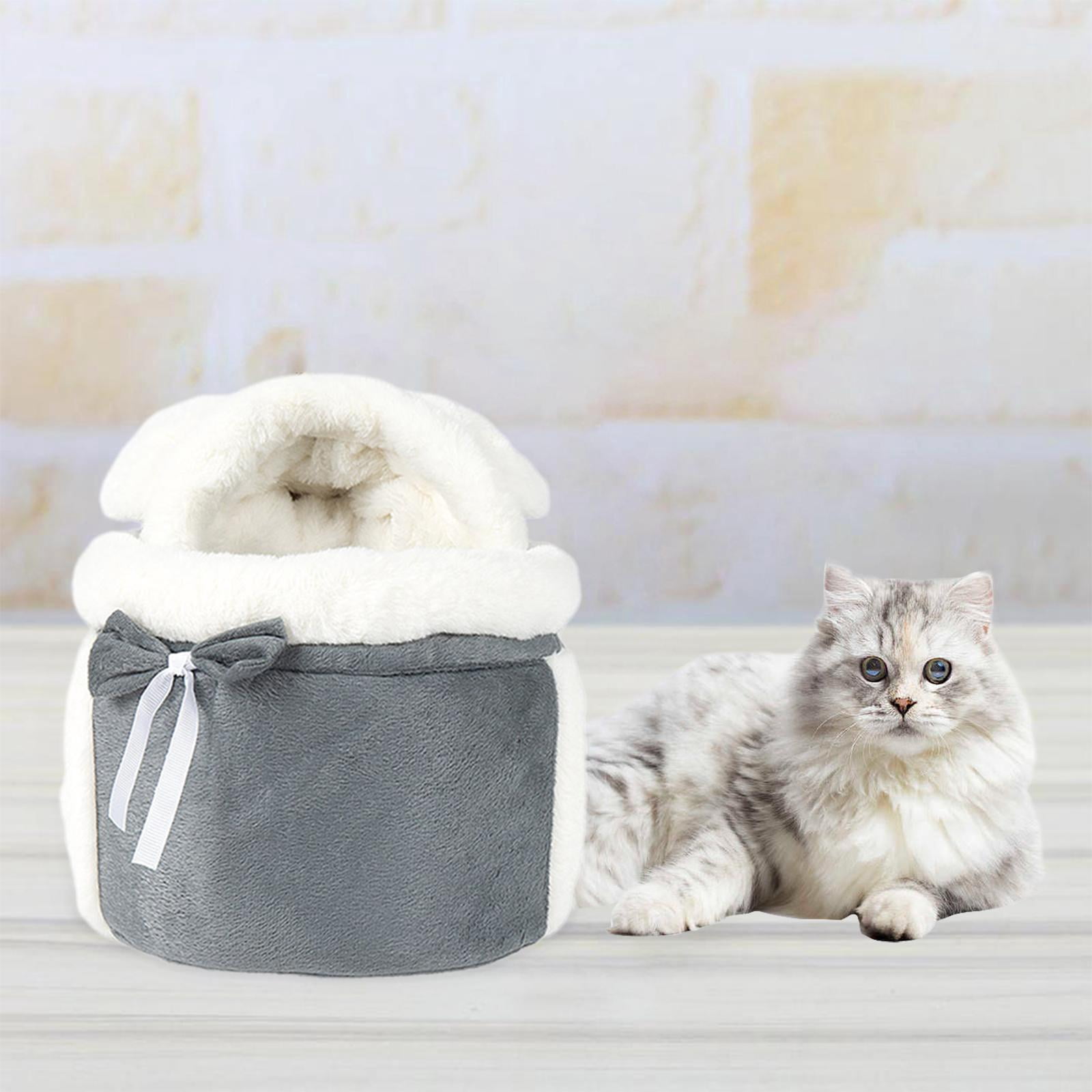 Fzaqwen Pet Hanging Chest Bag Small Cat Dogs Backpack Winter Plush Pets Cage for Cycling M