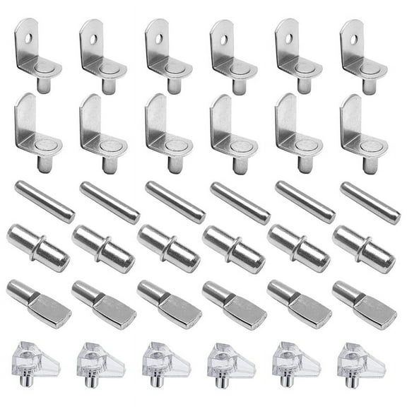 72Pcs Shelf Pegs Support Kit, 6 Styles Pins, Plated Cabinet for Shelves Bookcase Bookshelf
