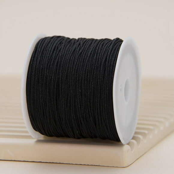 Granjero Gordo Cuerda de nailon para pulseras, cuerda de seda de ratán satinado, pulseras tejidas, fabricación de llaveros, color negro