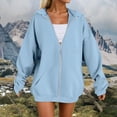 thumbnail image 2 of GEWSEY Women's Fall Zipper Long Sleeve Hoodie Hooded Sweatshirt Top Outdoor Sweatshirt Shirt Long Zipper Sweaters (Sky Blue, M), 2 of 4