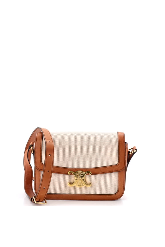 Pre-Owned Triomphe Shoulder Bag Canvas with Leather Medium By Rebag