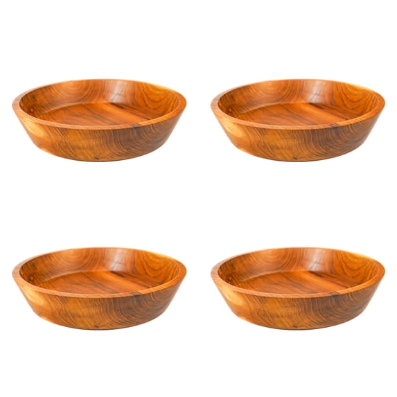 Straight Side Teak Wood Bowl - Jumbo 4-Pack