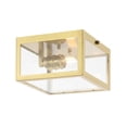 thumbnail image 2 of JONATHAN Y Grayson 8" 1-Light Farmhouse Industrial Square Iron/Glass Case LED Flush Mount, Brass Gold, 2 of 10