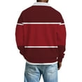 thumbnail image 4 of Zimjoy Men's Waffle Shirts Big and Tall Casual Polo Shirt Henley Button Long Sleeve T Shirts Striped Fall Clothing, Wine 5XL, 4 of 6