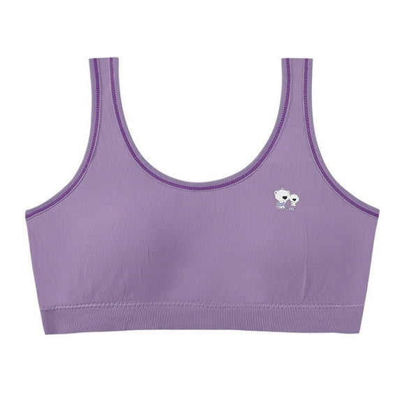 XIMIN Girls' Cotton Spaghetti Strap Sport Bra Girls' Cotton Stretch Sports Bra Spaghetti Straps Modern Cotton Bralette Popular Cotton Training Bra