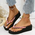 thumbnail image 2 of Flower Rhinestones Flip Flop Sandals for Women 2025 Summer Beach Platform Wedge High Heel Dressy Slides, 2 of 10