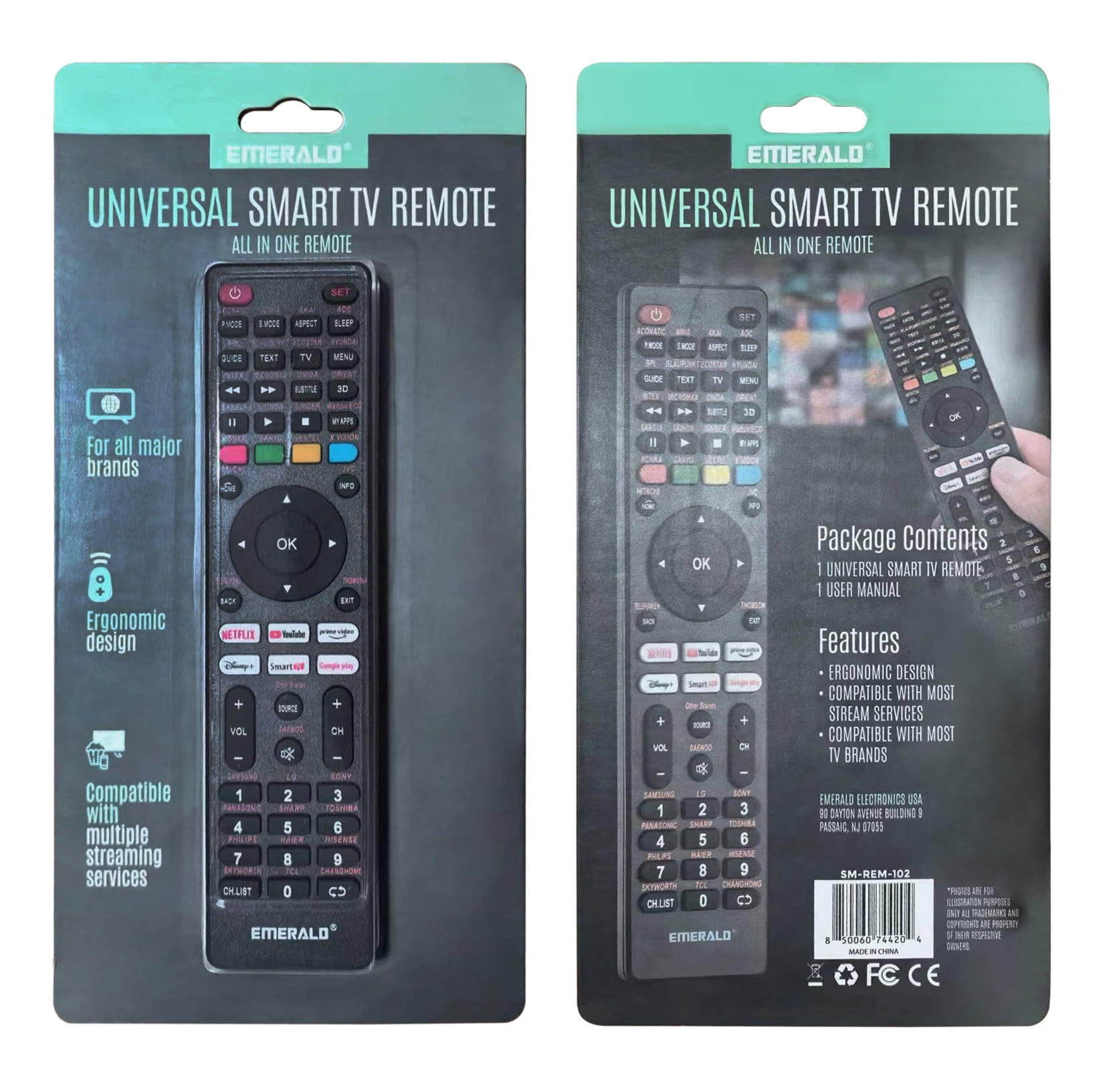 Emerald 3 Device Universal TV Remote Control in Black - Walmart.com