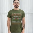 thumbnail image 3 of Tee Hunt Merry Christmas T-shirt Cute Bullfinch Ugly Sweater Theme Xmas Men's Tee, Military Green, 3X-Large, 3 of 5
