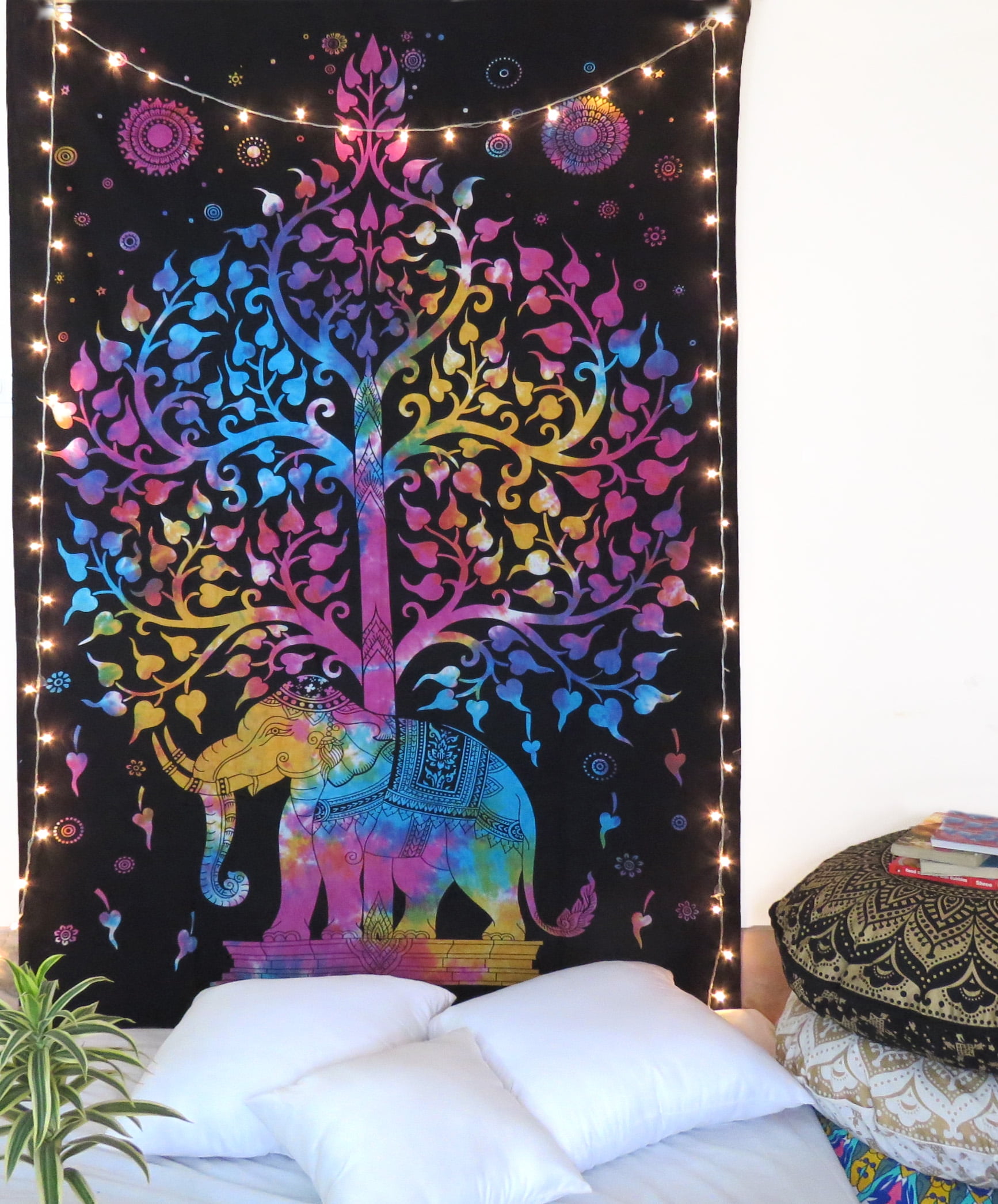 Hippie Twin Tree Elephant Tapestry Indian Wall Hanging Bedspread Dorm Boho Throw 
