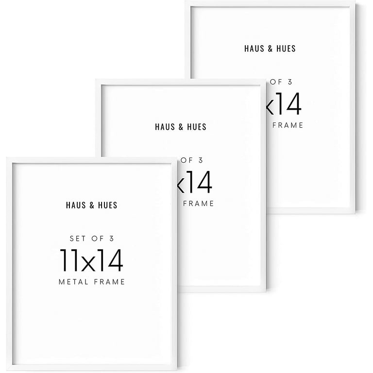 Haus and Hues 11x14 Picture Frame Set of 3 - White Frames, 11x14 White  Frames, 14x11 White Frames, Picture Frame To Display 11x14 Frames White  Picture