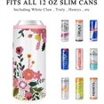 thumbnail image 3 of 12 oz Slim Can Cooler Stainless Steel Skinny Can Cooler Insulated Beer Can Cooler for Hard Seltzers Unique Pink Flower Gifts for Women and Men, 3 of 6