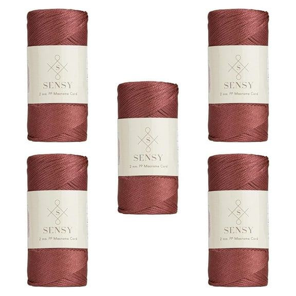 5 Skeins of Sensy Premium 2mm 251 Yards Polyester Rope 100% Polypropylene Cord Macrame Cord 2mm Crochet Bag Cord Macrame Rope Crochet Thread Gift for Knitter (Dusty Rose)