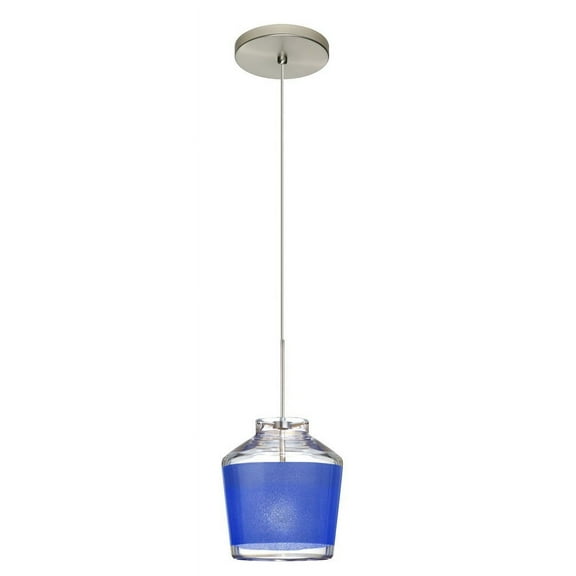 1XT-PIC6GD-SN-Besa Lighting-Pica 6-One Light Cord Pendant with Flat Canopy-8.7 Inches Wide by 6.6 Inches High-Satin Nickel Finish-Gold Sand Glass