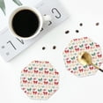 thumbnail image 5 of Lsque Retro bows Pattern 4" Drink Coasters Set of 6, Leather Absorbent Coasters, Table Coaster Set Decorative Coffee Cup Coasters Housewarming Gift,Octagon, 5 of 7