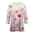 thumbnail image 4 of Resicozy Valentines Shirts For Women 3/4 Sleeve Valentine Day Top 2026 Cute Heart Print Graphic Shirt Crewneck Pullover Light pink S, 4 of 4