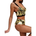 thumbnail image 6 of Douhoow Women's Push Up Bikini Set Vintage Print Padded Swimwear High Waist Swimsuit Beachwear, 6 of 9